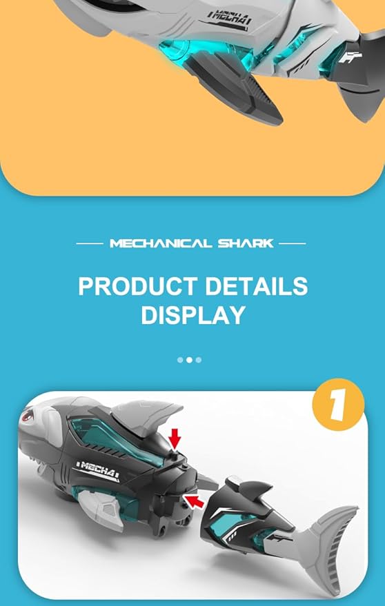 Electric RC Shark Fish Toys with Light & Spray Water Function for 0-3 Year olds Kid Boys Girls,Crawling Moving Lightup Toys,Christmas and Birthday Gift. (White)