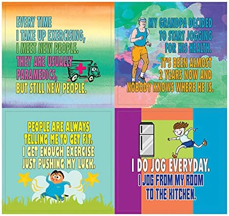 Creanoso Jogging and Exercising Funny Workout Jokes Stickers (10-Sheet) – Total 120 pcs (10 X 12pcs) Individual Small Size 2.1 x 2. Inches, Cool Themes Designs for Boys & Girls, Children, Teens