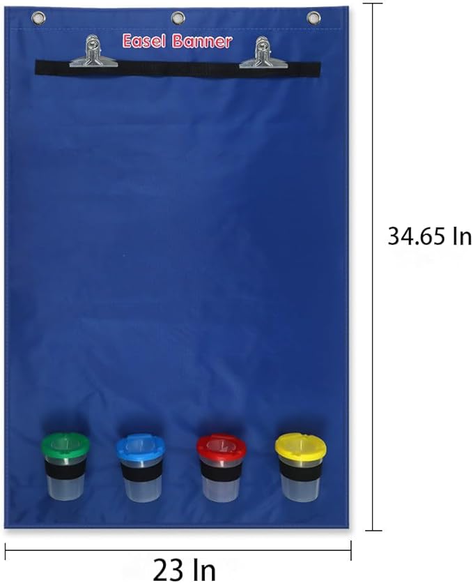 Easel for Kids, Art Easel for Toddler 2-4 Years Easel with 4 Paint Cups, Hanging Canvas with 2 Stainless Steel Clips, Large Kids Chalkboard Easel Drawing with 3 Hooks, Birthday Gifts for Kids