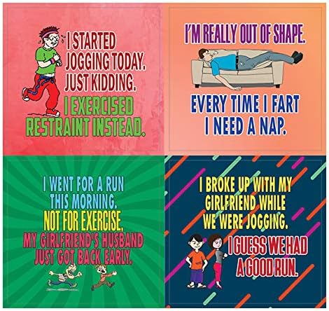 Creanoso Jogging and Exercising Funny Workout Jokes Stickers (10-Sheet) – Total 120 pcs (10 X 12pcs) Individual Small Size 2.1 x 2. Inches, Cool Themes Designs for Boys & Girls, Children, Teens