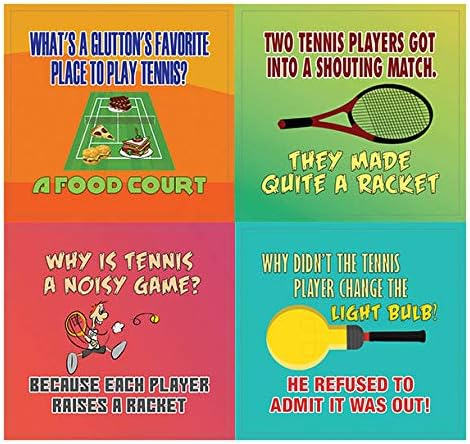 Creanoso Playing Tennis Funny Sports Jokes Stickers (10-Sheet) – Total 120 pcs (10 X 12pcs) Individual Small Size 2.1 x 2. Inches, Waterproof, Unique Designs, Art Decal for Boys & Girls, Children