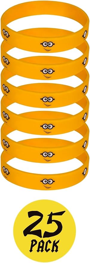 Yellow Cartoon Party Favor Supplies, Birthday Celebration Decorations Gift Despicable Theme Treat Loot Goody Bags Filler Mini 25 Pack (Bands)