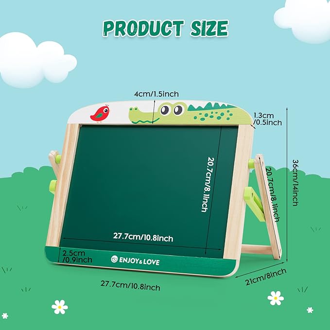 Easel for Kids Wooden Whiteboard & Chalkboard Easel Portable Kids Easel Dry Art Easel Double Sided Art Easel for Children 3 +Years Old