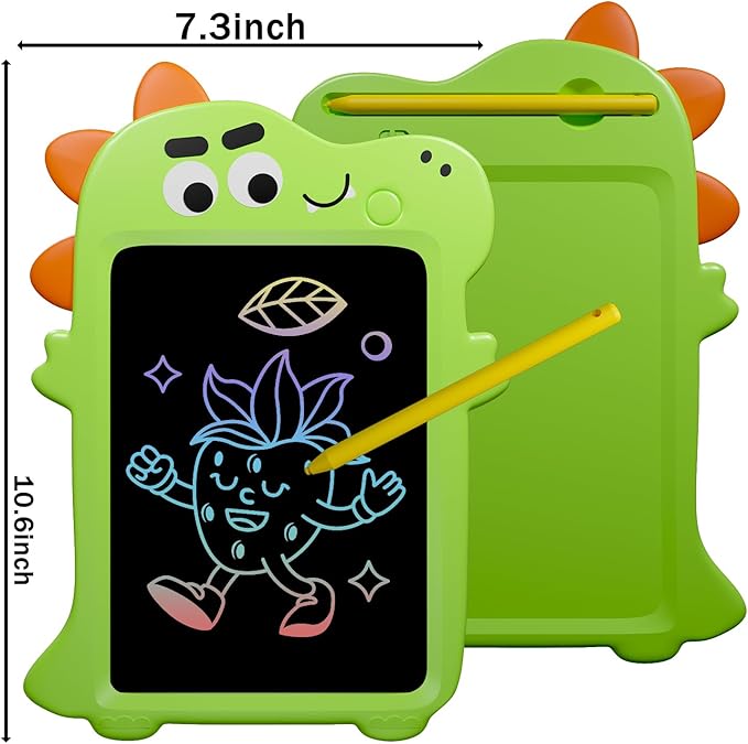 Easel for Kids, Art Easel Kids Easels for Toddlers, Adjustable Magnetic Chalkboard & Whiteboard Wooden Painting Easel with Paper Roll, Foldable Easel for Toddlers Boys Girls(Green Dinosaur)