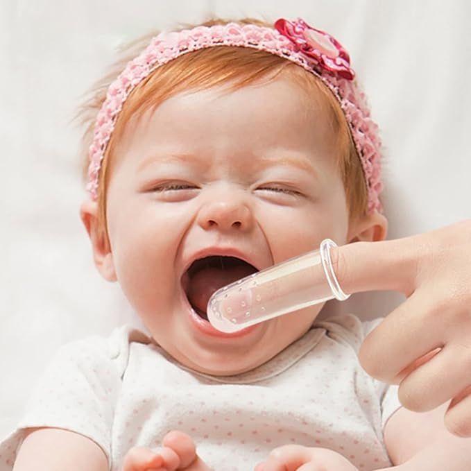 haakaa Silicone Baby Finger Toothbrush Set, Babyβs First Toothbrush with Case, Soft Bristle Toothbrush for Infant Oral Care, 3 Months +