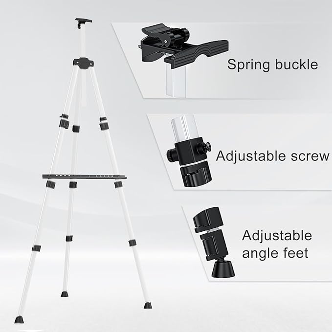 Portable Artist Easel Stand, Art Drawing Easels for Painting Canvas Wedding Signs & Display,Adjustable Height Painting Easel with Bag, Height from 17" to 60" (2 Pack,Silver)