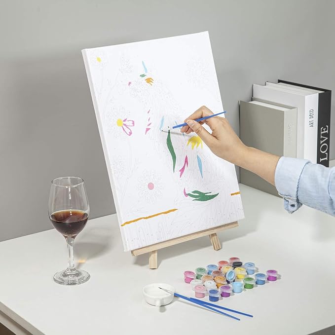 Paint by Numbers,DIY Oil Painting Kit for Kids – 12” x 16” Funny Elephant Pattern with Wooden Easel