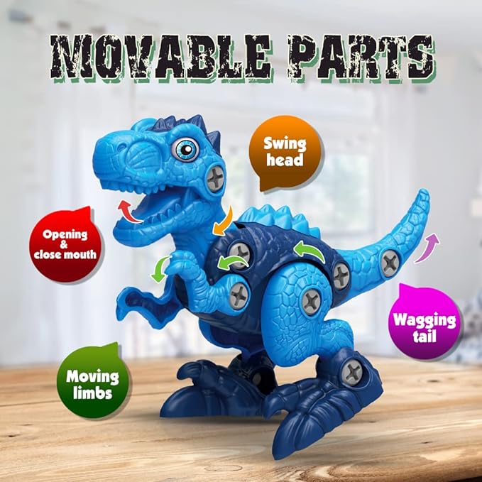 Dinosaur Toys for 3, 4, 5, 6, 7 Year Old Boys, Take Apart Toys with Electric Drill for Kids, STEM Educational Construction Building Toys, Ideal Xmas Birthday Gift, Incl Tyrannosaurus Rex Triceratop