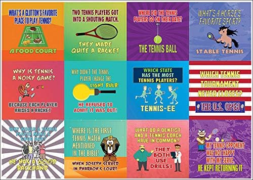 Creanoso Playing Tennis Funny Sports Jokes Stickers (10-Sheet) – Total 120 pcs (10 X 12pcs) Individual Small Size 2.1 x 2. Inches, Waterproof, Unique Designs, Art Decal for Boys & Girls, Children