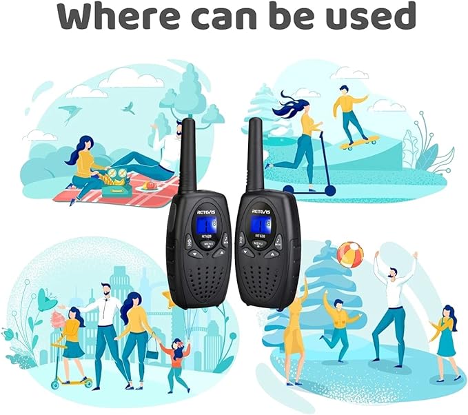 Retevis RT628 Walkie Talkies for Kids,Boys Kids Walkie Talkie,Kids Toys for 6-12 Year Old Boy Girl,Gifts for Xmas Birthday Camping Trip(Black1 Pair)