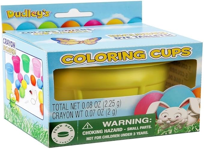 Dudley's Easter Coloring Cups - 3.5" x 3.5" x 4" | Assorted Colors | Pack of 5