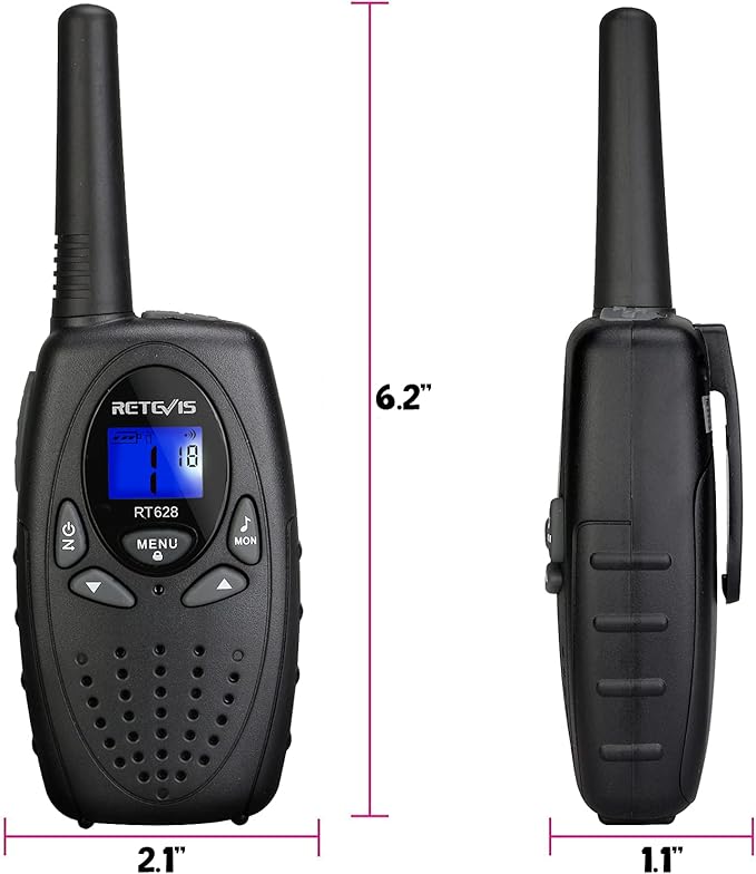 Retevis RT628 Walkie Talkies for Kids,Boys Kids Walkie Talkie,Kids Toys for 6-12 Year Old Boy Girl,Gifts for Xmas Birthday Camping Trip(Black1 Pair)