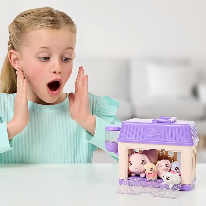 Little Live Pets Mama Surprise Minis Bunny, Care for Your Mama Hamster or Mama Bunny in Their Hutch to Reveal 2, 3, or 4 Mini Babies