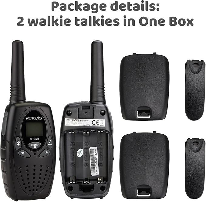 Retevis RT628 Walkie Talkies for Kids,Boys Kids Walkie Talkie,Kids Toys for 6-12 Year Old Boy Girl,Gifts for Xmas Birthday Camping Trip(Black1 Pair)