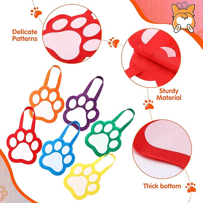 Skylety 266 Pcs Dog Paw Party Favors Supplies Gift Set Non Woven Gift Bags Whistle Stamper Keychain Silicone Bracelet Erasers Sticker Acrylic Brooch Puppy Themed Girl Boy Birthday Goodie Bag Filler