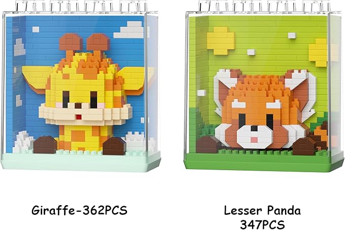 Mini Animals Building Blocks Set,with Pig, Tiger,Panda,Capybara,4Packs Kit Birthday Party Favor Gifts Toys for Ages 8-13 (Block Zoo B 1386PCS)
