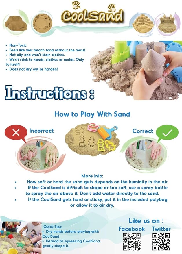 Natural 5 Pound Refill Pack - Including: 5 Pounds Moldable Indoor Play Sand, Storage Container and Inflatable Sandbox