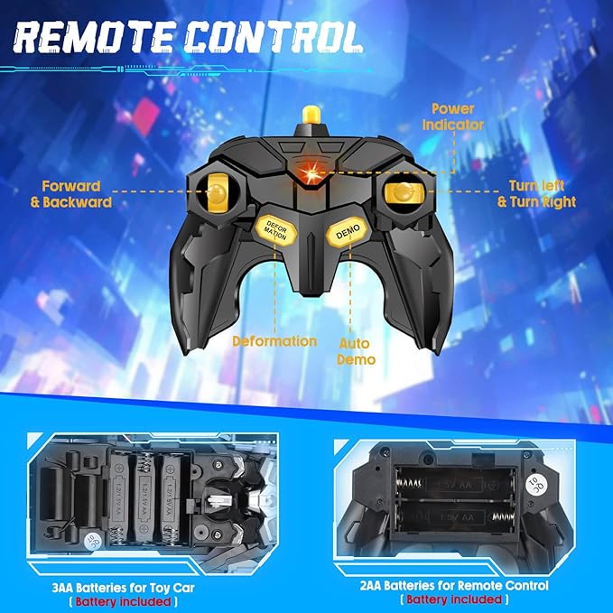 Dolanus Remote Control Car - Transform Police RC Cars, Robot Toys for Ages 5-7, Kids Toys, 4 Year Old Boy Toys, Birthday Gifts for Boys Kids Toddlers, Toys for 3 4 5 6 7 8 10 12 Years Old Boy- Black