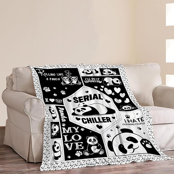 Panda Throw Blanket Panda Gifts for Girls Kids Teens Plush Fleece Flannel Panda Blanket Soft Cozy Warm Fuzzy Pandas Animal Blankets for Kids Adults Couch Bed Sofa All Seasons 60"X80"