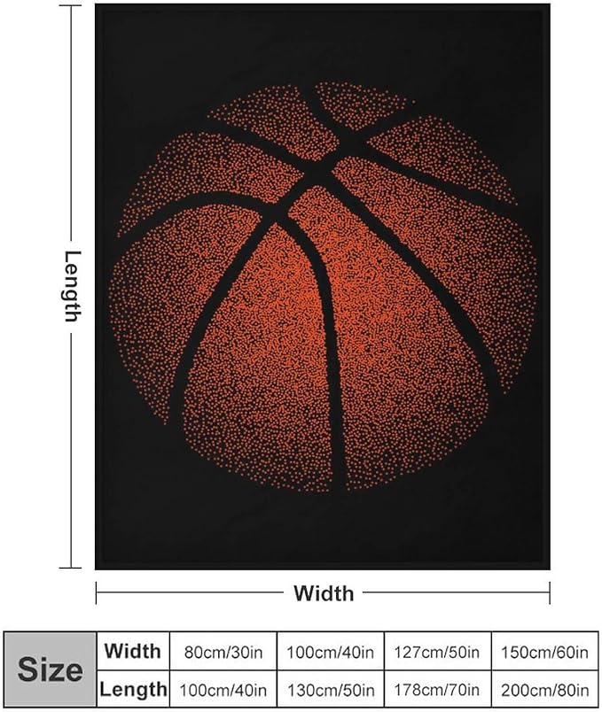 Basketball Throw Blanket - Soft Flannel Sports Basketball Blankets for Teens Adults Women Men Basketball Lovers - Warm Basketball Throw Blankets for All Season Lap, Chair, Sofa, Couch, Bed - 80"x60"