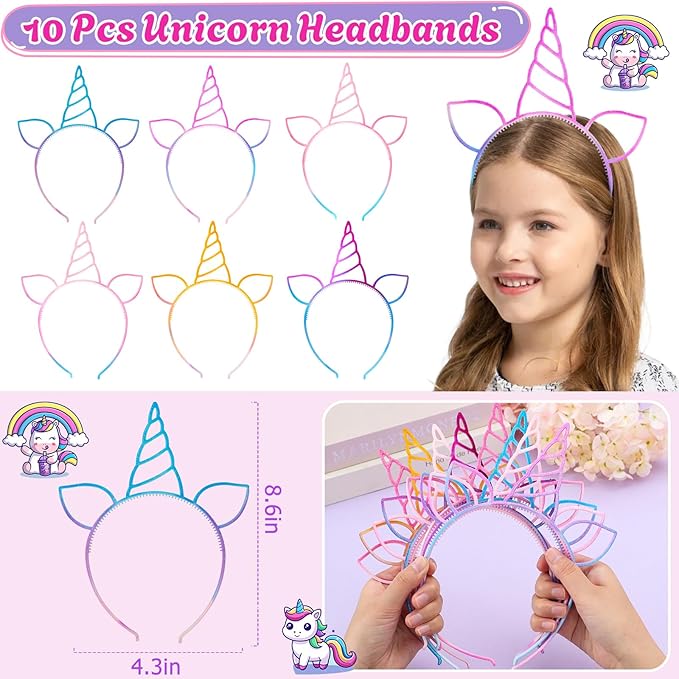 Unicorn Party Favors Birthday Supplies, Unicorn Goodie Bags Coin Purse Ballpoint Pen Scratch Mask Headband Slap Bracelet, Unicorn Birthday Party Favors Classroom Rewards Gift Decorations for Girl
