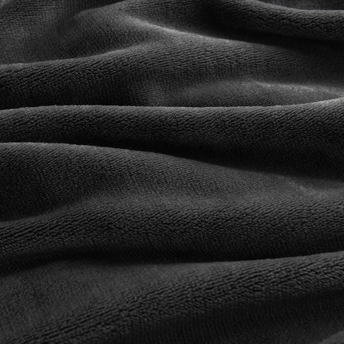 CozyLux Fleece Bed Twin Blanket Black - 300GSM Soft Lightweight Cozy Plush Fuzzy Microfiber Flannel Blankets for Travel Camping Chair and Sofa, 60x80 inches