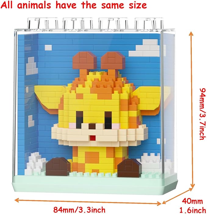 Mini Animals Building Blocks Set,with Pig, Tiger,Panda,Capybara,4Packs Kit Birthday Party Favor Gifts Toys for Ages 8-13 (Block Zoo B 1386PCS)