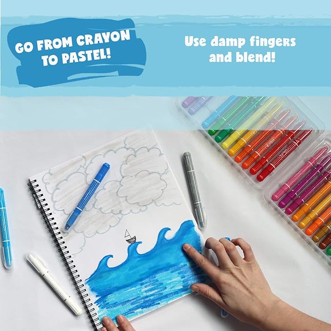 DOODLE HOG Washable Crayons 36 Colors, Kids and Toddler Crayons, Watercolor, Non Toxic, 3 in 1, Gel Crayons for Kids Ages 4-8