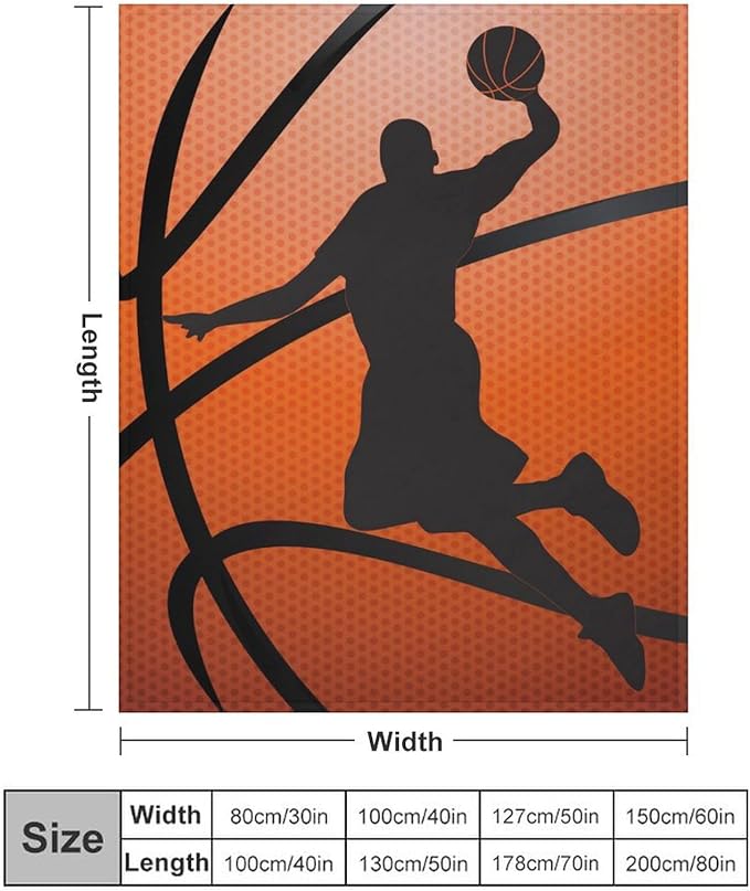 Basketball Throw Blanket - Soft Flannel Sports Basketball Blankets for Girls Boys Kids Pet Basketball Lovers - Warm Basketball Throw Blankets for All Season Sofa Lap, Chair - 40"x30"