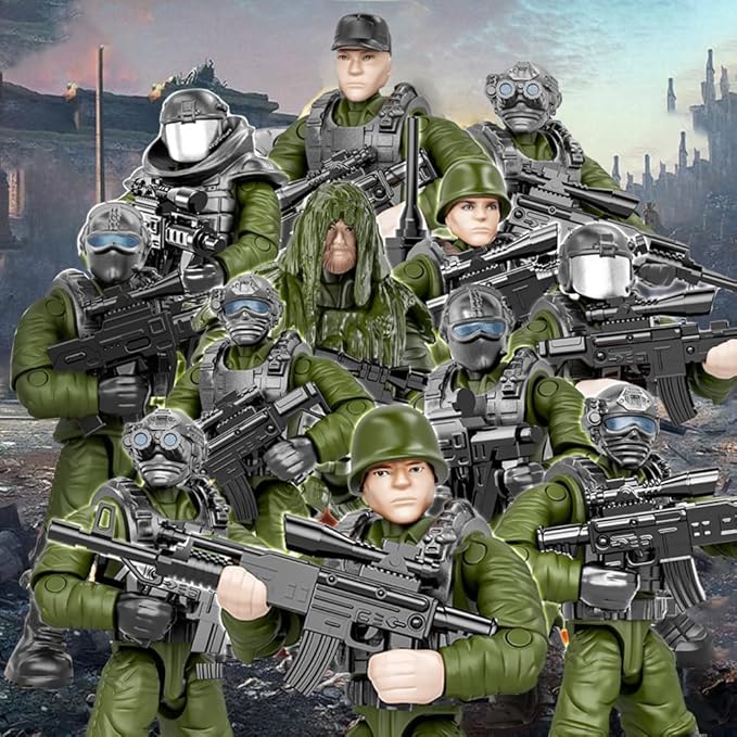 24 PCS Military Forces Building Block Action Mini-Figures Blind Bags with Multiple Military Weapons Accessories Equipment Assembly Building Toys Party Favors for Boys