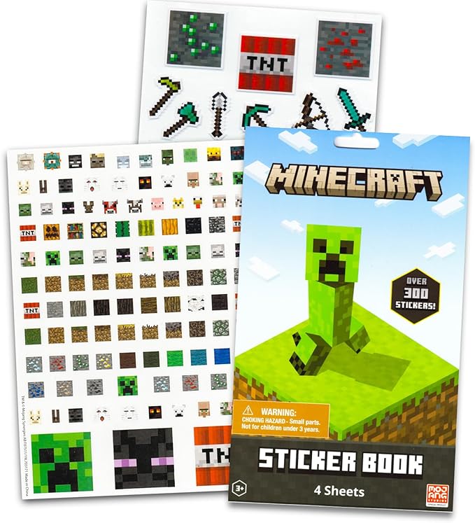 Minecraft Sticker Set ~ Bundle Includes 600+ Minecraft Game Stickers Plus Door Hanger | Minecraft Party Supplies
