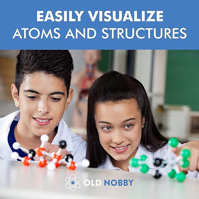 Old Nobby 118-Piece Supplementary Chemistry Molecular Model Kit - Build 3D Structures for Study, Teaching and Lab Use - Durable Atoms and Bonds, Easy Assembly with Portable Storage Case