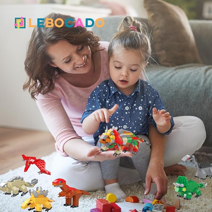 Mini Building Block Sets, 12PCS Dinosaur Toys Building Blocks, 6 in 1 STEM Toys Eggs Building Sets, Party Favors for Kids Goodie Bags Prizes/Birthday Gifts