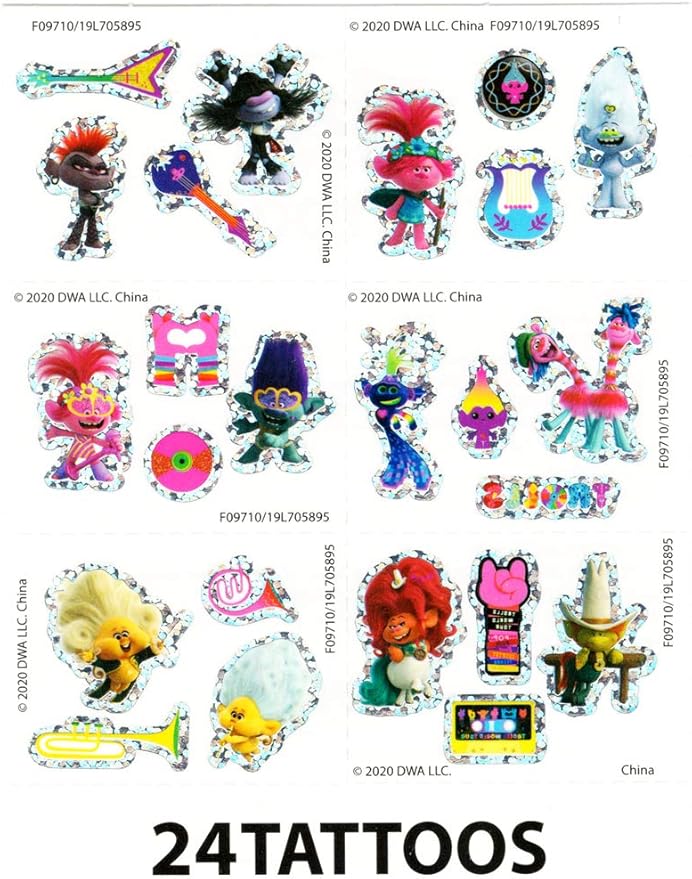 DreamWorks Trolls Coloring Books, Trolls World Tour Sticker Pad and 24 Tattoos Activity Set