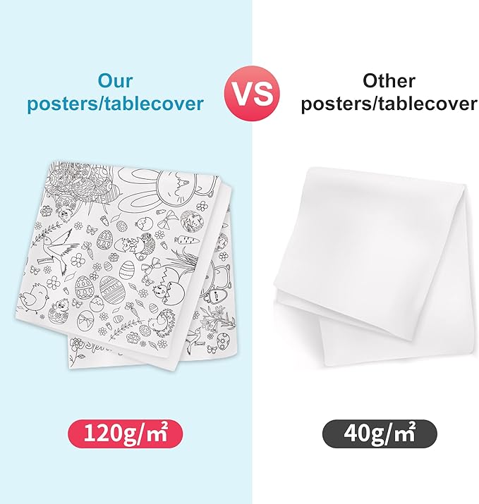 OHOME Easter Giant Coloring Poster/Tablecloth - Easter Crafts for Kids - 30 x 72 Inches Jumbo Coloring Banner - Easter Games Gifts Toys for Basket,Easter Activities Treats Party Decorations
