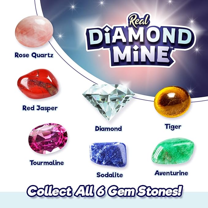 JA-RU Real Diamond Mine Gemstone Dig Kit (12 Packs) Mystery Rock, Minerals, and Gems for Kids | Break Your Own Geodes and a Chance to Get 1 Real Diamond | Party Favors for Kids Goodie Bags. 4630-12