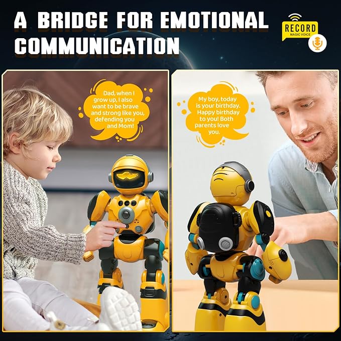 RC Robot Toys for Kids Ages 3 4 5-7 Year Old Magic Record Voice Function, Remote Control Robots Toy for Boys and Girls Programmable Music Dance Interactive Warrior Robo Birthday Gift for Toddler