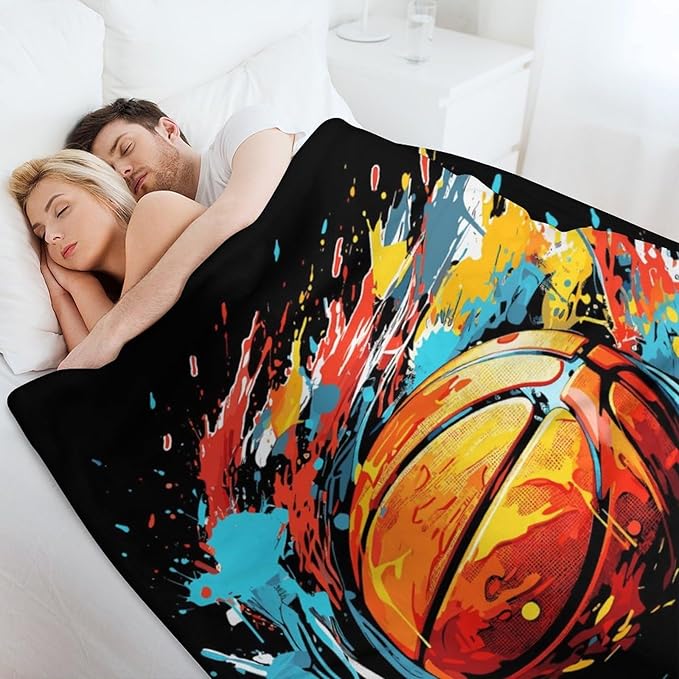 Custom Basketball Blanket - Soft Flannel Sports Basketball Blankets for Girls Boys Kids Basketball Lovers - Warm Basketball Throw Blankets for All Season Lap, Chair, Sofa - 50"x40"