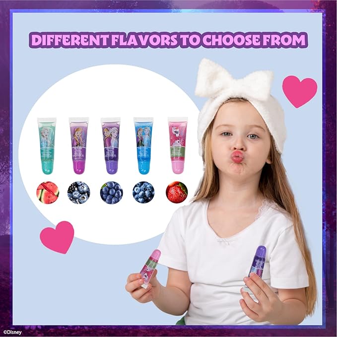 Disney Frozen 2 - Townley Girl Super Sparkly Cosmetic Makeup Set for Girls with Lip Gloss Nail Polish Nail Stickers - 11 Pcs|Perfect for Parties Sleepovers Makeovers| Birthday Gift for Girls 3 Yrs+