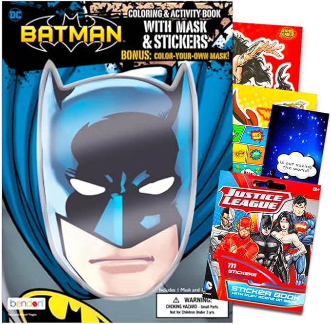 DC Studios Justice League Batman Coloring Book Bundle with Batman Stickers & Specialty Separately Licensed GWW Reward Sticker