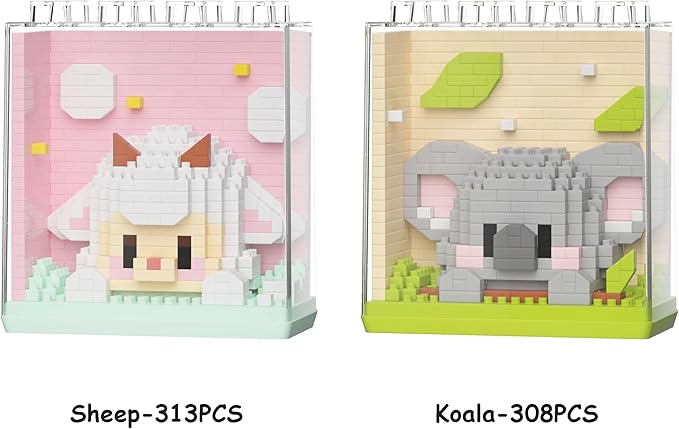 Mini Animals Building Blocks Set,with Pig, Tiger,Panda,Capybara,4Pack Kit Birthday Party Favor Gifts Toys for Ages 8-13 (Block Zoo C 1285PCS)
