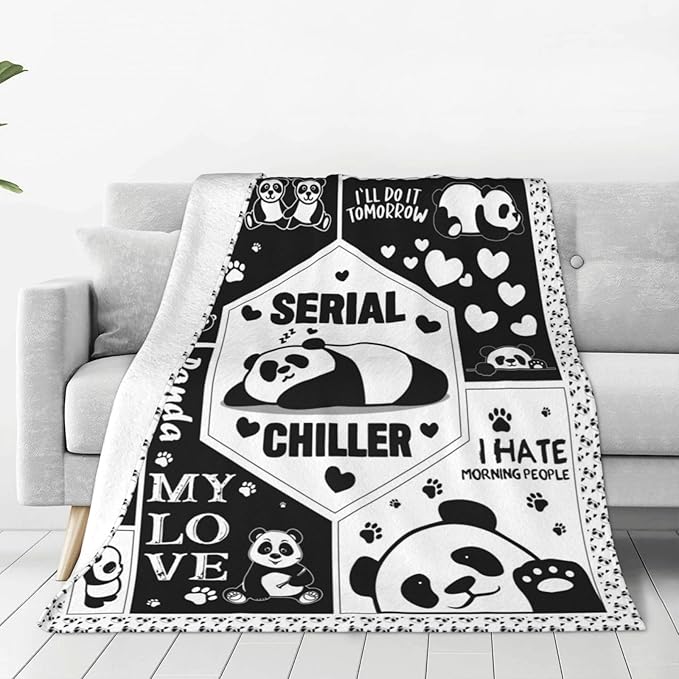 Panda Throw Blanket Panda Gifts for Girls Kids Teens Plush Fleece Flannel Panda Blanket Soft Cozy Warm Fuzzy Pandas Animal Blankets for Kids Adults Couch Bed Sofa All Seasons 60"X80"