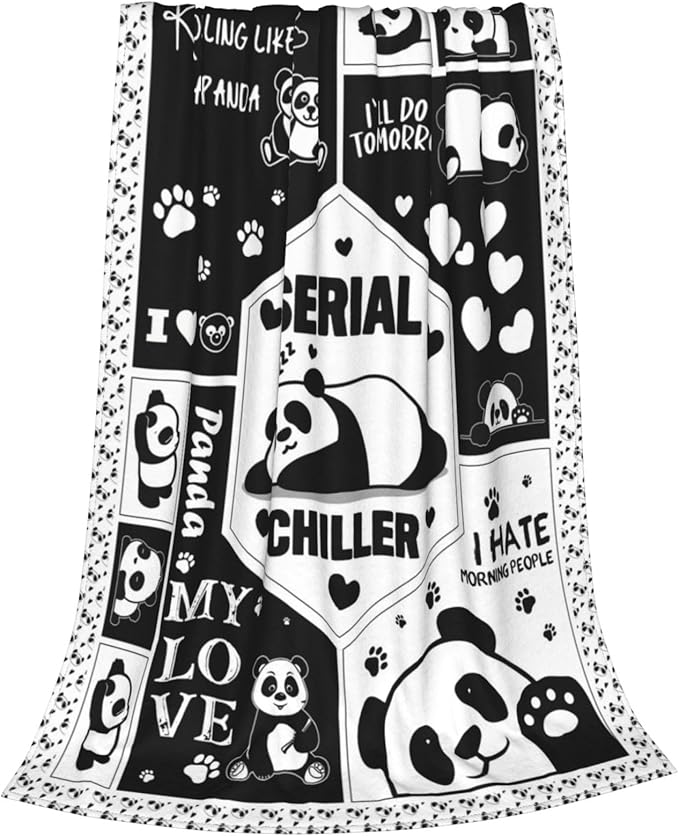 Panda Throw Blanket Panda Gifts for Girls Kids Teens Plush Fleece Flannel Panda Blanket Soft Cozy Warm Fuzzy Pandas Animal Blankets for Kids Adults Couch Bed Sofa All Seasons 60"X80"