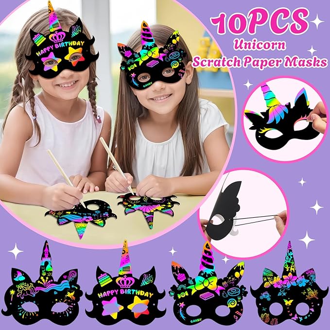 Unicorn Party Favors Birthday Supplies, Unicorn Goodie Bags Coin Purse Ballpoint Pen Scratch Mask Headband Slap Bracelet, Unicorn Birthday Party Favors Classroom Rewards Gift Decorations for Girl