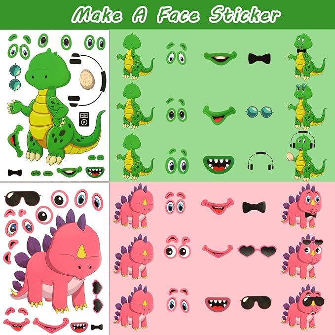 Dinosaur Party Favors For Kids, 134 Dino Party Favors With Slap Bracelets, Keychains, Rubber Rings, Make-a-Face Sticker, Dinosaur Stickers, Dinosaur Figures, Dinosaur Eggs, Dinosaur Goodie Bags
