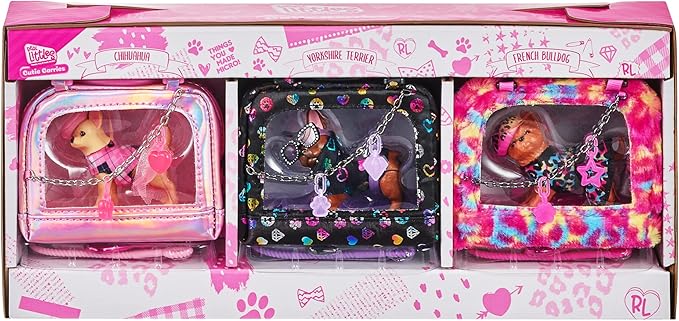 Real Littles - 3 Collectible Micro Puppy Carriers with 3 Micro Puppies and 15 Micro Working Surprises Inside!