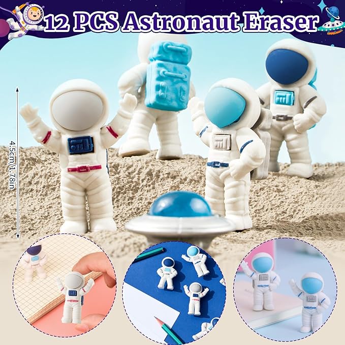 Outer Space Party Favors Birthday Supplies, Space Themed Non-Woven Gift Bag Astronaut Eraser Silicone Bracelet Keychain Luminous Tattoo Stickers Galaxy Space Goodie Bags for Kids Party Decoration