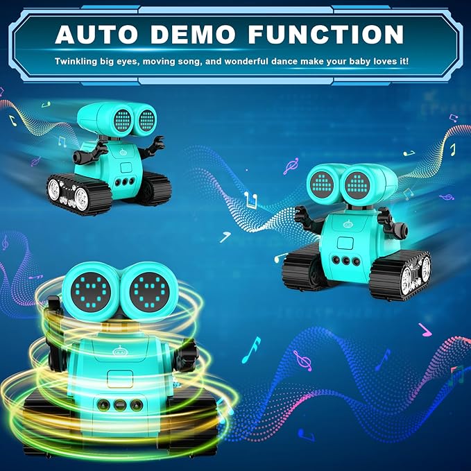 Hamourd Robot Toys - Kids Toys Rechargeable RC Robots with Gesture Sensing, Walkie-Talkie, Flexible Head & Arms, Programming Motion, Dance Moves, Music, Shining LED Eyes, Girls Boys Toys Birthday