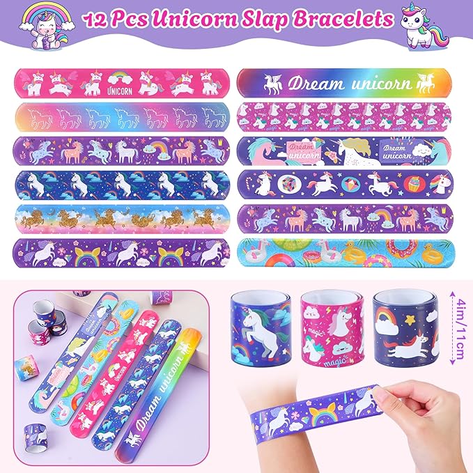Unicorn Party Favors Birthday Supplies, Unicorn Goodie Bags Coin Purse Ballpoint Pen Scratch Mask Headband Slap Bracelet, Unicorn Birthday Party Favors Classroom Rewards Gift Decorations for Girl