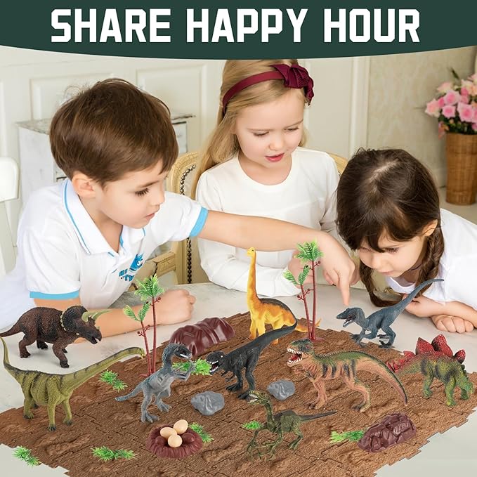 Dinosaur Toys for Kids 3-5: Toddler Toys Age 2-4 Year Old Boys Birthday Gifts, Dino Figures Activity Play Mat Gifts for Girls.Dinosaur Toys Set for Toddlers Learning & Development (Boys & Girls)
